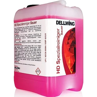 Imagen de DELLWING HD Spezialreiniger Sauer 5L Limpiador ultrasónico concentrado premium para limpiar superficies de aluminio Disuelve la suciedad rebelde como grasas, aceites, minerales y cal