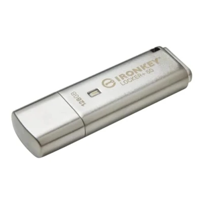 Imagen de Kingston IronKey Locker+ 50 Unidad Flash USB XTS AES cifrado para protección de datos con respaldo USBtoCloud automático IKLP50/128GB