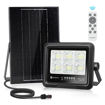 Imagen de Aigostar Foco Proyector LED Solar con mando a distancia 100w, Blanco Frío 6500K, Exterior Impermeable IP65,Proyector Brillo y Sincronización ajustables para Jardín,Garaje
