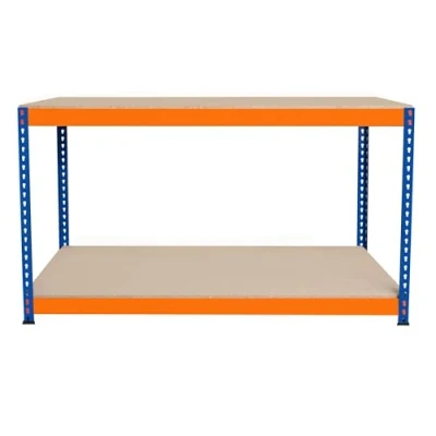 Imagen de Banco de Trabajo p/Garaje S Rax 2 Niveles 150cm x 60cm 90cm Capacidad por Nivel 300kg Montaje Sin Tornillos Barras Soporte Reforzadas Patas Goma Mesa para taller almacén depósito