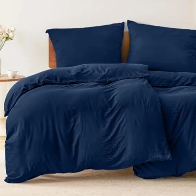 Imagen de 2 Funda nordicas Cama 135x200 cm con Almohada 80x80 Azul Oscuro de 100% Microfibra. Nordica Certificada sin Productos Químicos (Oeko Tex)