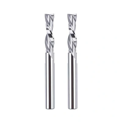Imagen de SpeTool 2 fresas en espiral de 6 mm, vástago downcut 24 longitud corte CNC, juego fresa ranura VHM, extremo para fresadora espiral, agujeros largos, flautas,