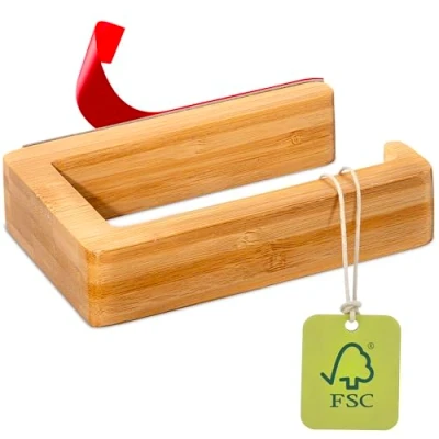 Imagen de Portarrollos de Papel Higienico Adhesivo Madera Montaje Fácil Sujeción Fija a la Pared Bambú Sostenible FSC®