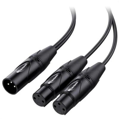 Imagen de Cable Matters divisor XLR balanceado Y Splitter macho a 2 hembras (divisor de 1 hembras, doble hembra) 0,5 m