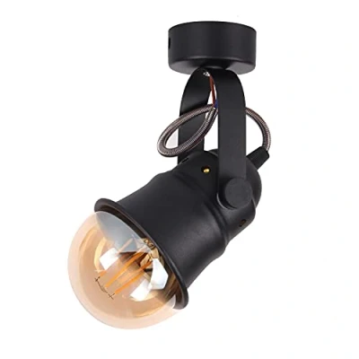 Imagen de TWSXTE Plafón de estilo rusticos vintage, foco LED, aplique interior regulable, apliques pared rusticos, casquillos E27, para bombillas hasta 60W (sin bombilla)