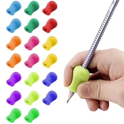 Imagen de Lixiluxia 20 PCS Adaptador Lapiz para Niños, Agarre Niños Aprender a Escribir, Agarres Lápices la Corrección de Postura Escritura, Adecuado Zurdos y Diestros