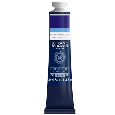 Imagen de Lefranc Bourgeois 301823 Pintura al óleo fina de calidad, resistente a la luz y consistencia uniforme, tubo 200 ml, ideal para lienzos tableros pintura, Tono azul cobalto