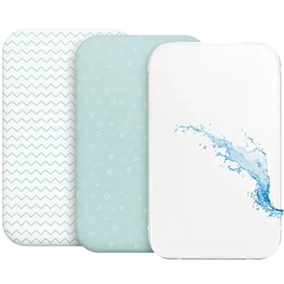 Imagen de 2 Sabanas Minicuna + 1 cubrecolchon para minicunas Bebes Impermeable elástico Lote de 3 Ropa Cuna Talla 50x83cm Compatible con cunas, colchon Niño y Niña Diseño Azul