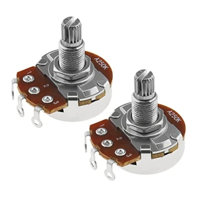 Imagen de YINETTECH 2 mini macetas métricas de eje dividido 18 mm A250K, potenciómetros guitarra cónica audio para eléctrica, control bajo, piezas volumen tono