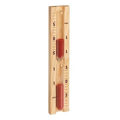 Imagen de TFA Dostmann Reloj de Arena analógico para Sauna 15 Minutos, 40.1058.11, Materiales Resistentes al Calor, Pino y Cristal, Accesorio Sauna, roja, marrón