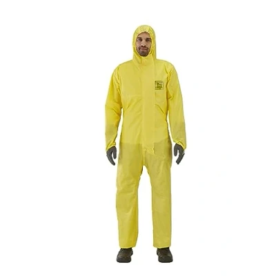 Imagen de Ansell AlphaTec 2300 Model 132, Mono de Trabajo Desechable, Protección Quimica Tipo 3/4/5, Traje Integral y Impermeable, Seguridad Industrial, Hombre Mujer, Amarillo, Talla 2XL (1 Unidad)