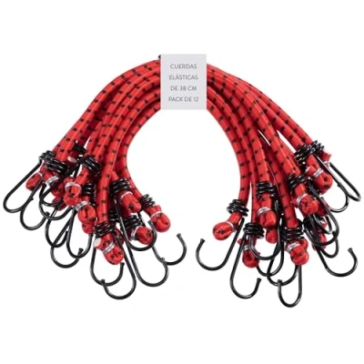Imagen de PRETEX Pulpos Elasticos Transporte Set de 12 tensores elásticos con Gancho Cuerdas Elásticas Ganchos 38,1 cm 12x Pulpo Elastico para Bicicleta Equipaje Coche Moto