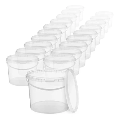 Imagen de BenBow Cubo con Tapa 3l Transparente 100x 3 litros Seguro para los Alimentos, Estable, hermético, a Prueba de Fugas, Inodoro plástico asa vacío