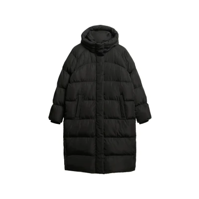 Imagen de Superdry Longline Hooded Puffer Abrigo de invierno, Mujer, Talla: 38, Black