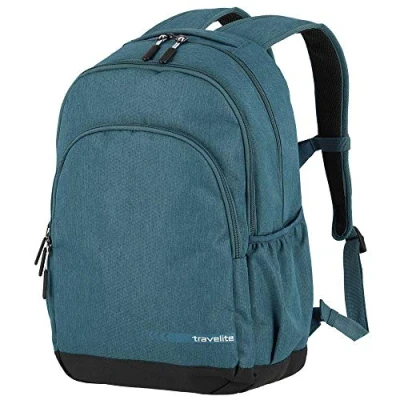 Imagen de travelite La Mochila para equipaje de mano talla L cumple con las dimensiones del cabina IATA, serie KICK OFF vacaciones y deporte, Gris (Petrol), (45 cm/22 Litros)