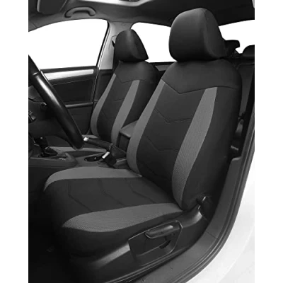 Imagen de TOYOUN Fundas Asientos Coche Universal Delanteros de Poliéster para Conductor y Copiloto Cerdito Accesorios Automóvil 2 Plazas,Gris