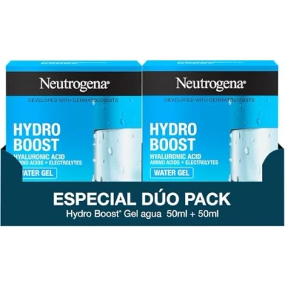 Imagen de Neutrogena Hydro Boost Gel de Agua (pack ahorro 2 x 50 ml), crema hidratante facial apta para pieles sensibles, hidrogel con ácido hialurónico