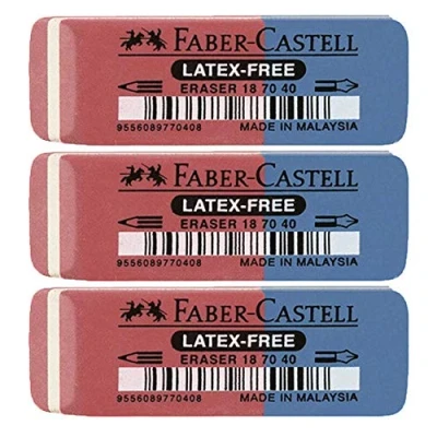 Imagen de Faber Castell 187040 Goma de borrar sin látex, tinta/plomo, 7070 40 (3 unidades)