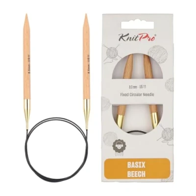 Imagen de Knit Pro K35365 Basix Agujas de Tejer Circulares fijas Abedul, 150 cm, Madera, Natural, 8,00 mm