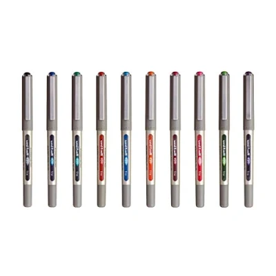 Imagen de Uni ball Mitsubishi Pencil 10 Bolígrafos de ojo fino UB 157 tinta líquida Punta 0,7 mm Escritura media Surtido 8 colores diferentes