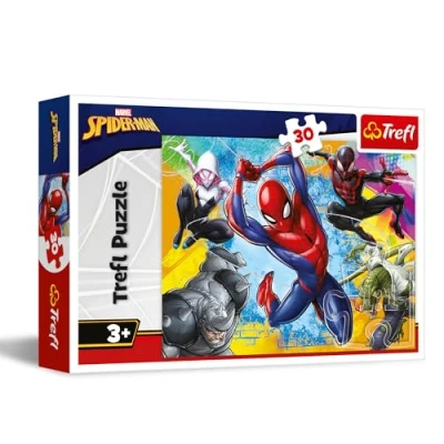 Imagen de Trefl Marvel Spiderman 30 Piezas Puzle de Colores con superhéroe, para niños a Partir 3 años, Multicolor (18307)