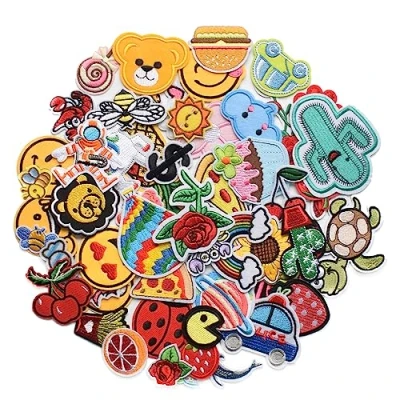 Imagen de Harsgs 60 Parches Bordados al Azar, Colores Vivos Brillantes, para Coser o Planchar Ropa, Vestido, Sombrero, Jeans, Accesorios de Bricolaje