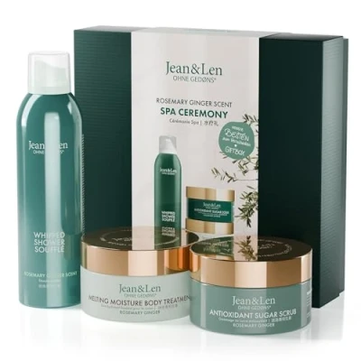 Imagen de Jean &amp; Len Caja de regalo Spa Ceremony romero y jengibre, con 3 productos alta calidad, para el cuerpo la mente, embalaje certificación FSC