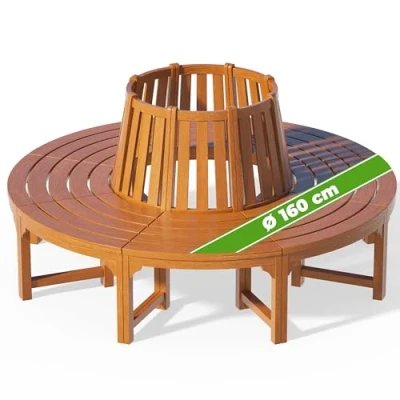 Imagen de CASARIA Banco para Arbol Madera Circular Jardin Ø160cm 320kg Certificación FSC® Eucalipto Patio
