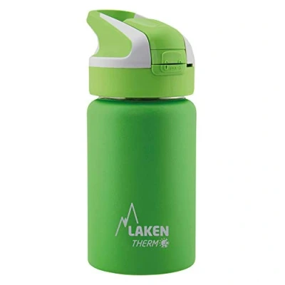 Imagen de LAKEN Botella de Agua Térmica al Vacío Acero Inoxidable Doble Pared (0,35L Verde) Tecnología 24 Horas Frío Ideal para Trabajo o Deporte Cierre Hermético y Uso Vertical