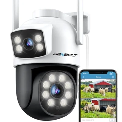 Imagen de GENBOLT 3G/4G LTE Camara de Seguridad al Aire Libre sin WiFi, Vigilancia Celular Doble Lente con Tarjeta SIM, PoE IP Seguimiento Humanoide, TF &amp; Cloud
