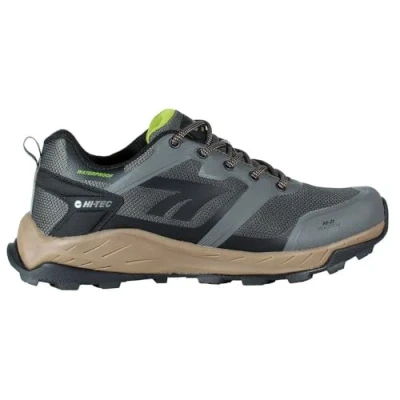 Imagen de Hi Tec Muflon Low, Zapatillas de Trekking Hombre,Calzado Senderismo Hombre Impermeable, Calzado montaña (TOUBKAL Low WP Black/Turkish Tile/Red Orange, 44)