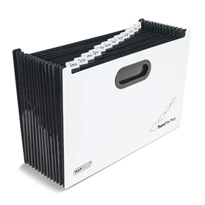 Imagen de Rapesco 1624 SupaFile Plus Carpeta Clasificadora con 13 Compartimientos A4+, Blanco y Negro