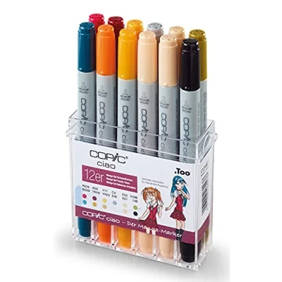 Imagen de COPIC Ciao Manga set «Uniformes escolares», de 12 en expositor acrílico, Rotulador doble con punta mediana y pincel