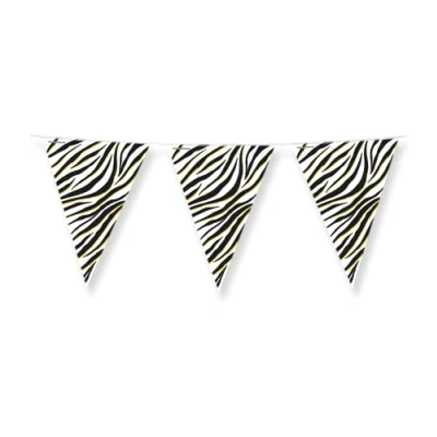Imagen de PD Party 7031060 Banderines de Fiesta Elegante Zebra, Blanco/Negro, Foil Bunting, Doble Cara, Triangular, 1000cm Longitud x 30cm Ancho 0.1cm Altura
