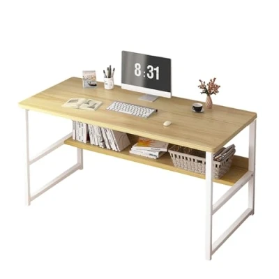 Imagen de Escritorio, Mesa de Oficina para Ordenador, Escritorio Habitación o Estudio. Tablón Aglomerado y Melamina Madera Acero Hogar. PC. 120x45x72 cm