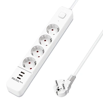 Imagen de Aigostar Regleta alargador de 4 enchufes con cable 5 metros e interruptor 3 USB