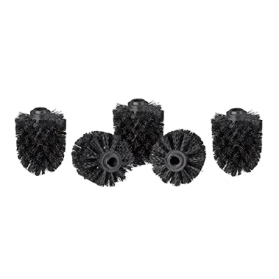 Imagen de Relaxdays Juego de 5 cabezales escobilla inodoro, holgados con rosca 12 mm, cabezal repuesto 8 cm diámetro, negro, x 9