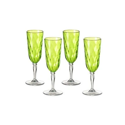 Imagen de Omada Design Set de 4 copas champán plástico, 17,5 cl, ideal para aperitivos o tostadas, apto lavavajillas, efecto diamante, Línea Diamond