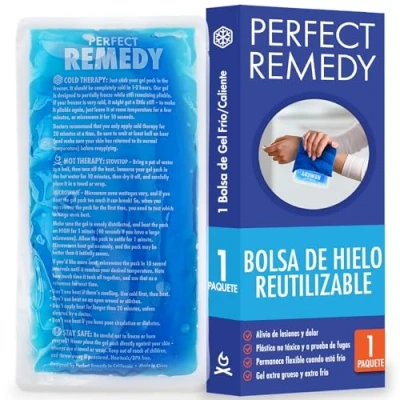 Imagen de Bolsa Gel Frío para Lesiones Reutilizable (27 cm x 13 cm) y Calor Flexible Suave Alivio del Dolor de Rodilla, Espalda, Cuello,Tobillo Rehabilitación [1 Pack, Azul]