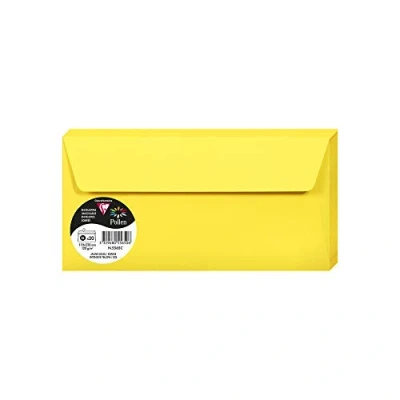 Imagen de Clairefontaine 5565C Un Paquet de 20 Enveloppes Pollen Format DL (11x22cm) 120 g Auto Adhésives Jaune soleil