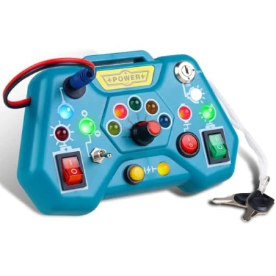 Imagen de Montessori Busy Board Juguetes Niños 1 Año, Tablero De Actividades para Bebés con 8 Interruptores Luz Led, Habilidades Motor Sensorial Experimentado Regalo Y Niñas 2 3 4 Años