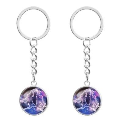 Imagen de LT Easiyl 2 llaveros de luz nocturna del zodiaco con 12 constelaciones, llavero luminoso, nocturna, esfera vidrio constelación para hombres y mujeres, Géminis,