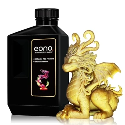 Imagen de Eono resina para impresora 3D brillante de latón brillante, 405 nm, curado rápido UV, estándar, impresión con efecto metálico mágico LCD DLP 3D, metálico, 1000 g