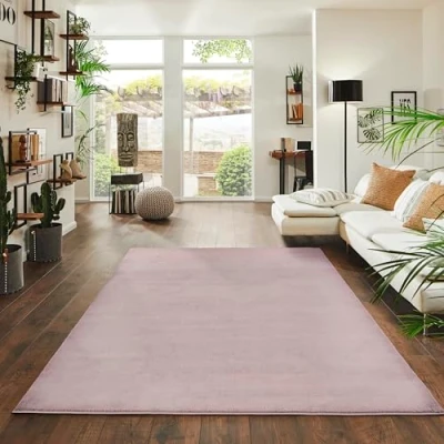 Imagen de Fashion4Home Alfombra de Pelo Corto para salón, habitación los niños, Dormitorio, Estudio, Oficina, Pasillo y Cocina, Color: Rosa, tamaño: 160 x 230 cm