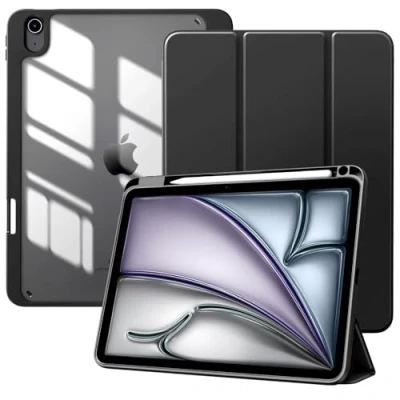 Imagen de TiMOVO Funda para iPad Air 11 Pulgadas M2 2024, 6.ª/5.ª/4.ª Generación 2024/2022/2020 10,9&#039;&#039;, Delgada Trasera Transparente y Runura Lápiz, Auto Activación/Reposo, Negro