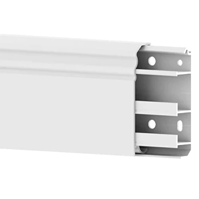 Imagen de Cablecoach Berliner Profil 20x80 de PVC, con Canal Cable Integrado, Color: Blanco, Altura: 80 mm (4 Unidades Longitud 1,5 m)