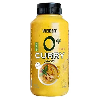 Imagen de Weider Gourmet 0% Fat Curry Sauce (265 ml). Salsa Grasas, Azúcar. Bajo en Calorias. Nueva Receta Mejorada. Ideal para dar sabor a tus platos.