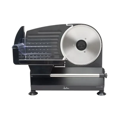 Imagen de Jata JECF1200 Cortafiambres Electrico con Cuchilla de Acero Inoxidable Extraíble. 19 cm Diámetro. Regulador Grosor 0 a 15 mm. Sistema Seguridad. 200 W. Corte preciso