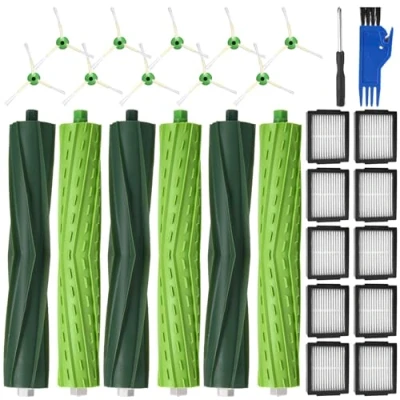 Imagen de SOBEAU Recambios Repuestos para iRobot Roomba i7 i7+ i1 i1+ i3 i3+ i4 i4+ j7 j7+E5 E6 Aspiradora, Accesorios E/I/J Serie, 3 juegos de Cepillos Principales,10 Filtro,10 Cepillo Late