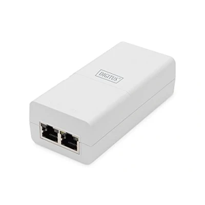 Imagen de DIGITUS Gigabit Ethernet PoE Inyector Activo Midspan Standard 802.3at 30 W presupuesto IP40 estándar 100m de Alcance Carcasa pequeña Blanco